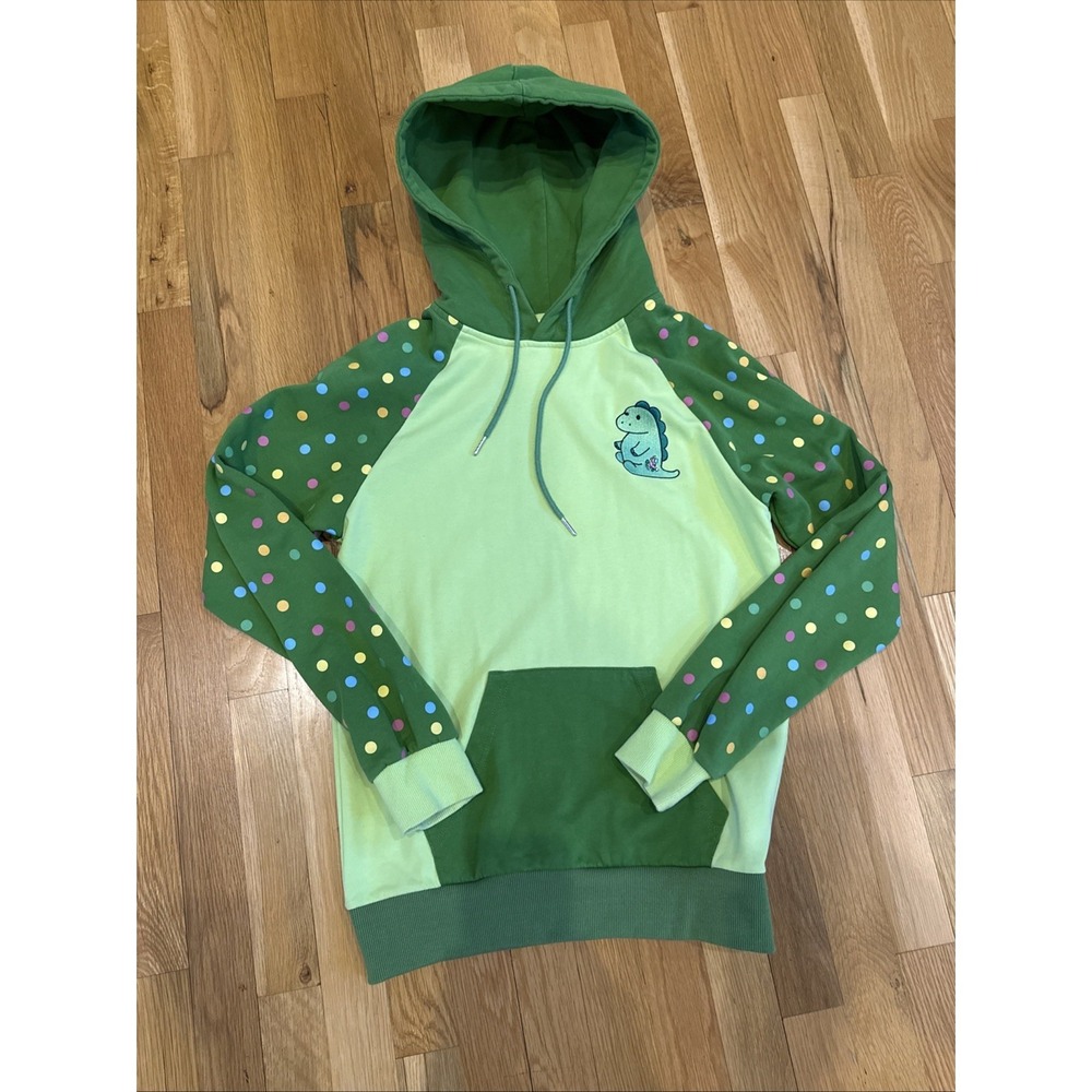 Moriah Elizabeth Pickle Dinosaur Hoodie Sweatshirt Womens Small Green Art